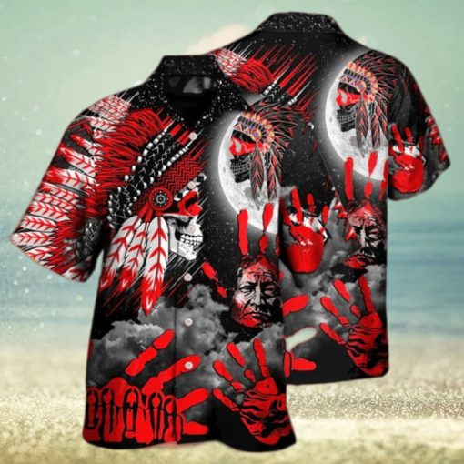 Native American Halloween Red Skull Moon Night Style – Halloween Hawaiian Shirt