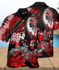 Native American Halloween Red Skull Moon Night Style – Halloween Hawaiian Shirt