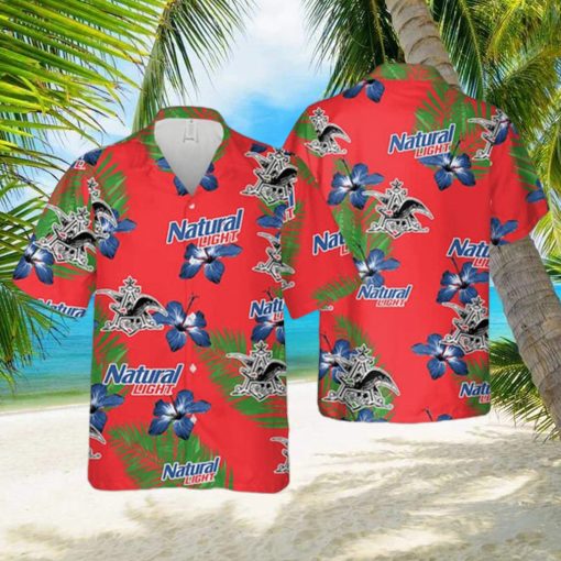 Natural Light Hawaiian Shirt Hibiscus Flower Pattern Beach Summer Shirt