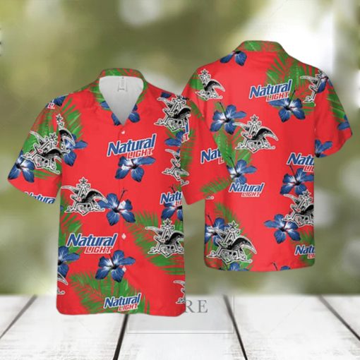 Natural Light Hawaiian Shirt Hibiscus Flower Pattern Beach Summer Shirt