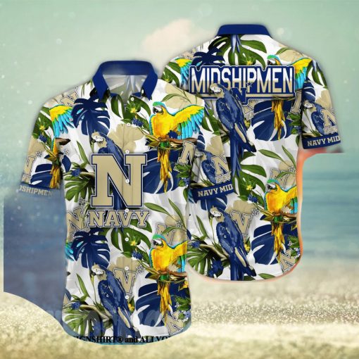 Navy Midshipmen NCAA Flower All Over Print Hawaiian Shirt