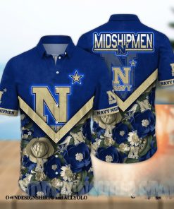 Navy Midshipmen NCAA Flower All Over Printed Classic Hawaiian Shirt