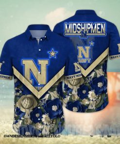 Navy Midshipmen NCAA Flower All Over Printed Classic Hawaiian Shirt