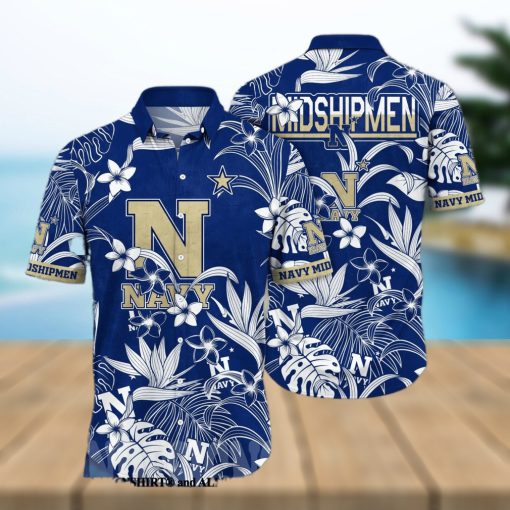 Navy Midshipmen NCAA Flower Classic Full Printed Hawaiian Shirt