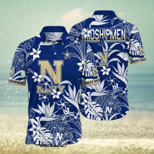 Navy Midshipmen NCAA Flower Classic Full Printed Hawaiian Shirt