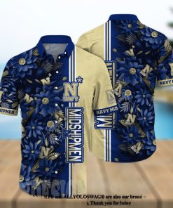 Navy Midshipmen NCAA Flower Classic Full Printing Hawaiian Shirt