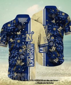 Navy Midshipmen NCAA Flower Classic Full Printing Hawaiian Shirt