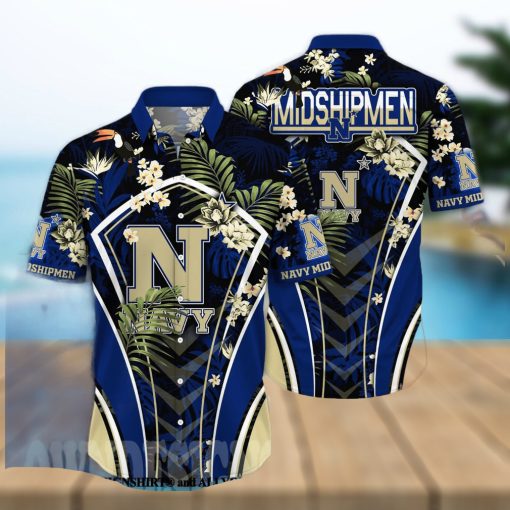 Navy Midshipmen NCAA Flower Unisex Hawaiian Shirt