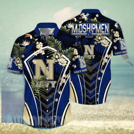 Navy Midshipmen NCAA Flower Unisex Hawaiian Shirt