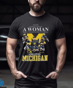 Never Underestimate A Woman Who Understands Football And Loves Michigan Best Team T Shirt