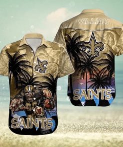 New Orleans Saints Mens Hawaiian Outfits 2 Piece Button Down Shirt Summer  Shorts