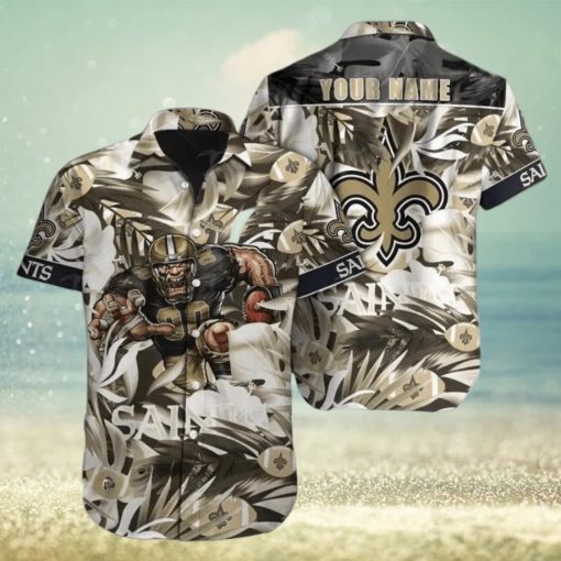 New Orleans Saints Hawaiian Shirt Nfl Football Print Custom Name Aloha For Mens Womens