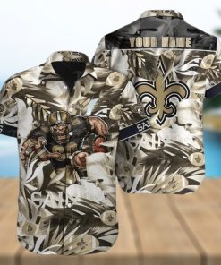 New Orleans Saints Hawaiian Shirt Nfl Football Print Custom Name Aloha For Mens Womens