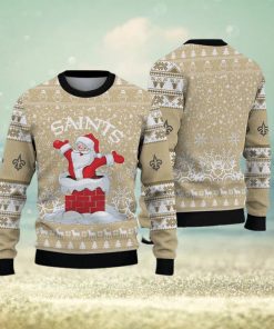 New Orleans Saints Printed Funny Santa Claus Show Team Spirit NFL Ugly Christmas Sweater