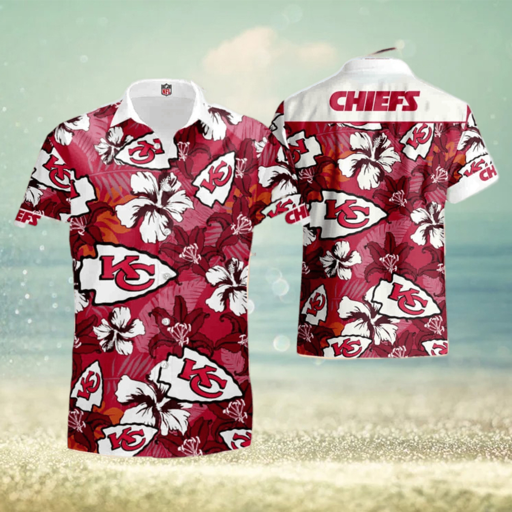 Men Kansas City Chiefs Football Floral Aloha Hawaiian Shirt Summer Vacation  