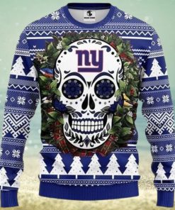 Nfl New York Giants Skull Flower Ugly Christmas Sweater All