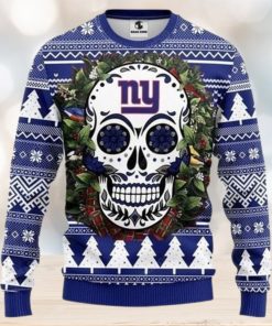 Nfl New York Giants Skull Flower Ugly Christmas Sweater All