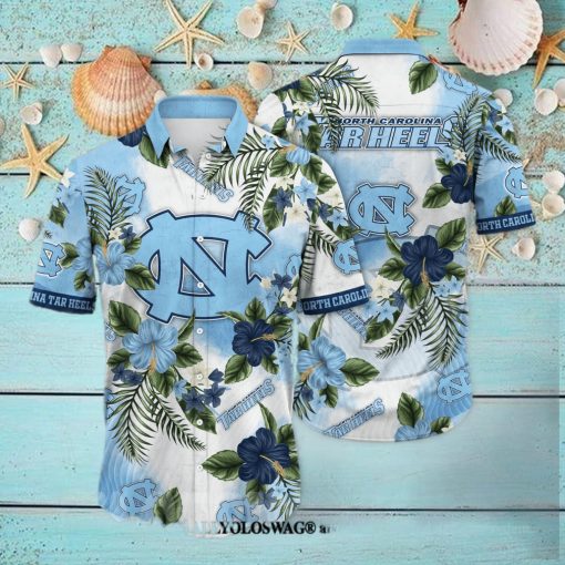 North Carolina Tar Heels NCAA Flower Unisex All Over Print Hawaiian Shirt