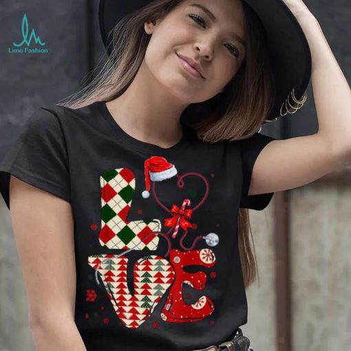 Nurse Christmas With Santa Hat Stethoscope Rn Icu Nursing Shirt