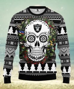 Oakland Raiders Skull Flower Ugly Christmas Ugly Sweater