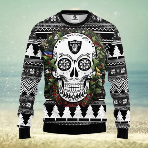 Oakland Raiders Skull Flower Ugly Christmas Ugly Sweater