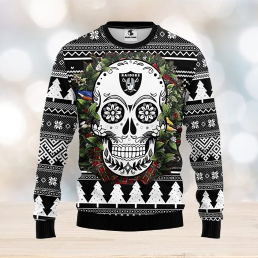 Oakland Raiders Skull Flower Ugly Christmas Ugly Sweater