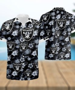 Oakland Raiders Tropical Flower Short Sleeve Aloha Hawaiian Shirt