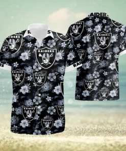 Oakland Raiders Tropical Flower Short Sleeve Aloha Hawaiian Shirt