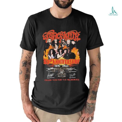 Official Aerosmith 53rd anniversary 1970 2023 thank you for the memories signatures shirt