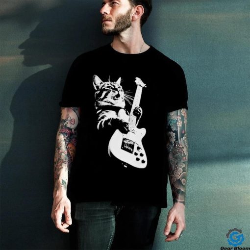 Official Cat Playing Guitar Kitten Plays Guitarist Rockstar shirt