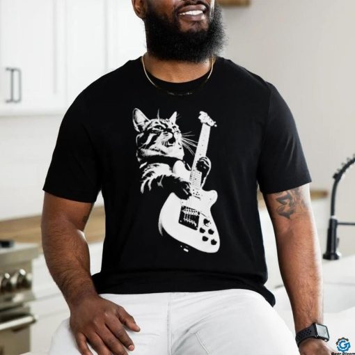 Official Cat Playing Guitar Kitten Plays Guitarist Rockstar shirt