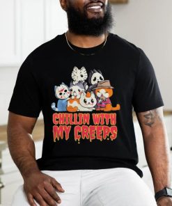 Official Chillin with My Creeps Funny Cat Horror Movies Serial Killer shirt