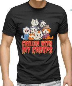 Official Chillin with My Creeps Funny Cat Horror Movies Serial Killer shirt