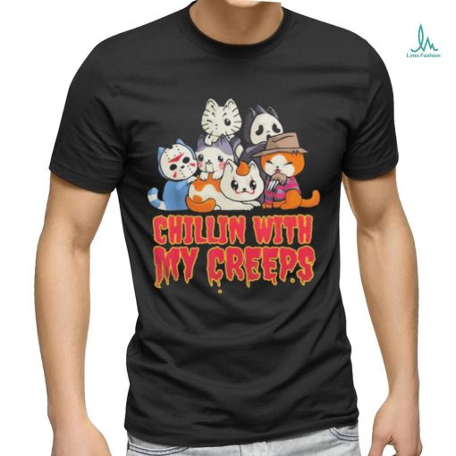 Official Chillin with My Creeps Funny Cat Horror Movies Serial Killer shirt