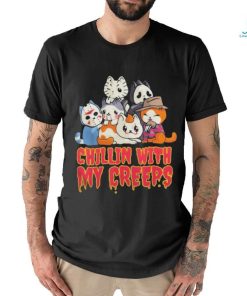 Official Chillin with My Creeps Funny Cat Horror Movies Serial Killer shirt