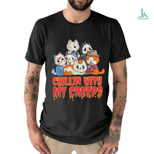 Official Chillin with My Creeps Funny Cat Horror Movies Serial Killer shirt