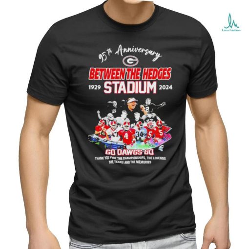 Official Georgia Bulldogs 95th Anniversary Between The Hedges Stadium 1929 2024 Go Dawgs Go Shirt