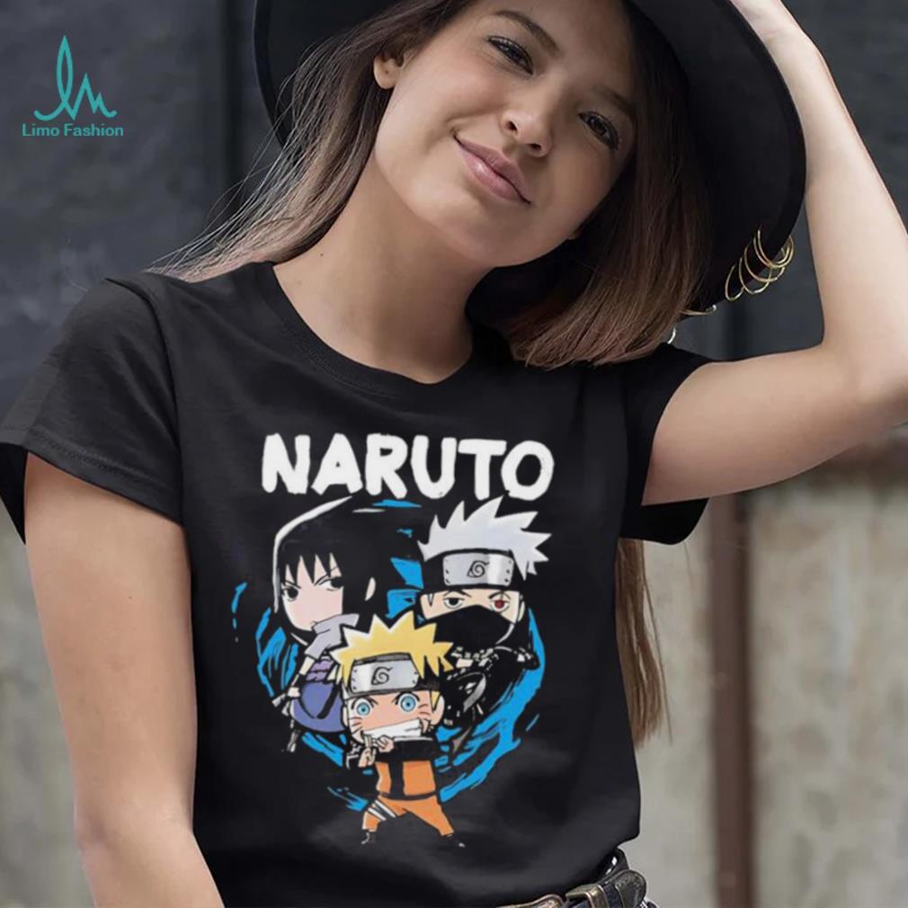 Naruto Classic Chibi Naruto and Sasuke Fight Stance Youth Royal Blue Tee  With Short Sleeves And Crew Neck-Medium