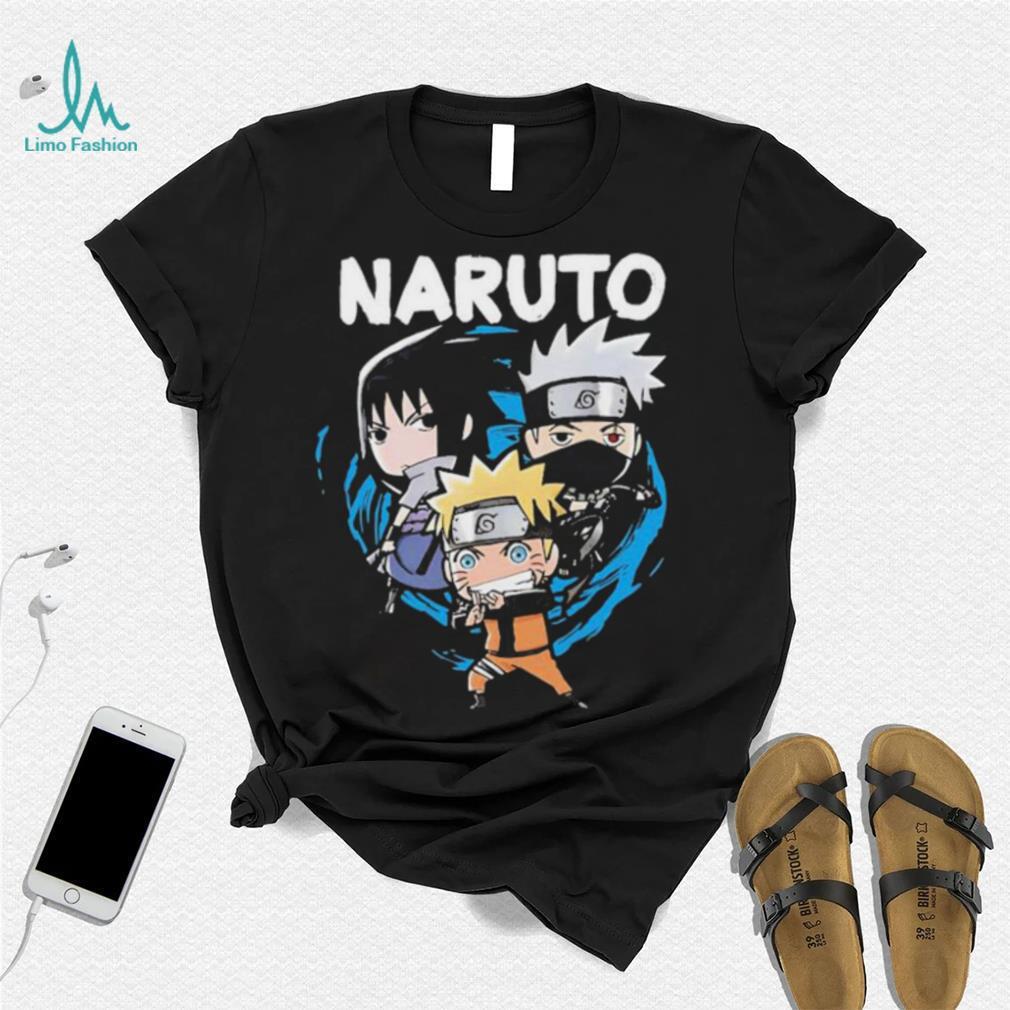 Naruto Classic Chibi Naruto and Sasuke Fight Stance Youth Royal Blue Tee  With Short Sleeves And Crew Neck-Medium