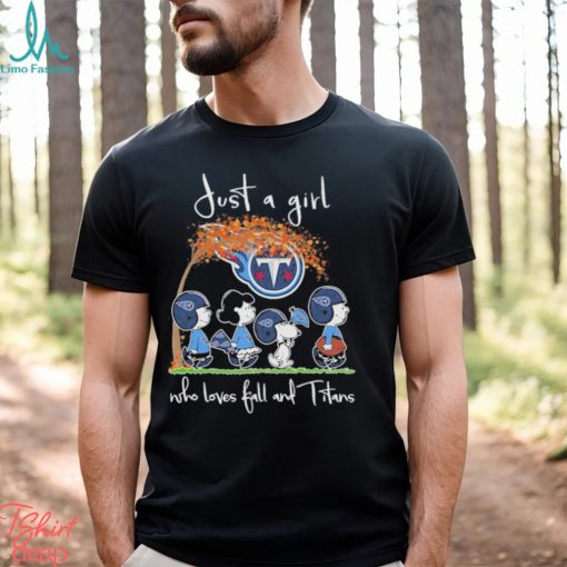 Official Peanuts Just A Girl Who Loves Fall And Titans Shirt