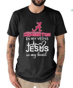 Official alabama Crimson Tide In My Veins Jesus In My Heart Shirt