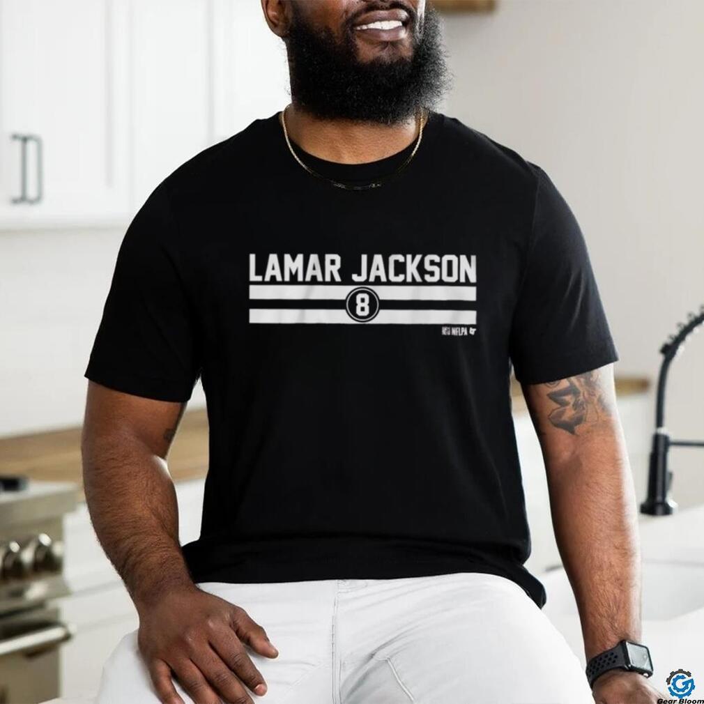 Official lamar Jackson Name Number Stripe Shirt - Limotees