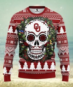 Oklahoma Sooners Skull Flower Ugly Christmas Ugly Sweater