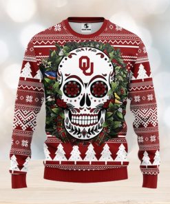 Oklahoma Sooners Skull Flower Ugly Christmas Ugly Sweater