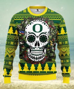 Oregon Ducks Skull Flower Ugly Christmas Ugly Sweater