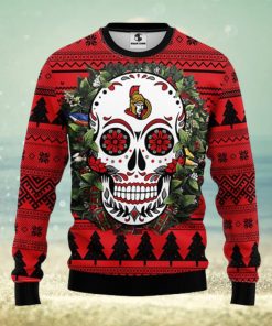 Ottawa Senators Skull Flower Ugly Christmas Ugly Sweater