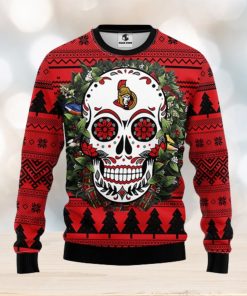 Ottawa Senators Skull Flower Ugly Christmas Ugly Sweater