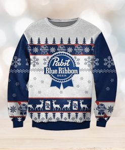 Pabst Blue Ribbion Beer Ugly Knitted Whiskey Christmas 3D Sweater For Men And Women