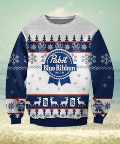 Pabst Blue Ribbion Beer Ugly Knitted Whiskey Christmas 3D Sweater For Men And Women