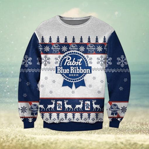 Pabst Blue Ribbion Beer Ugly Knitted Whiskey Christmas 3D Sweater For Men And Women